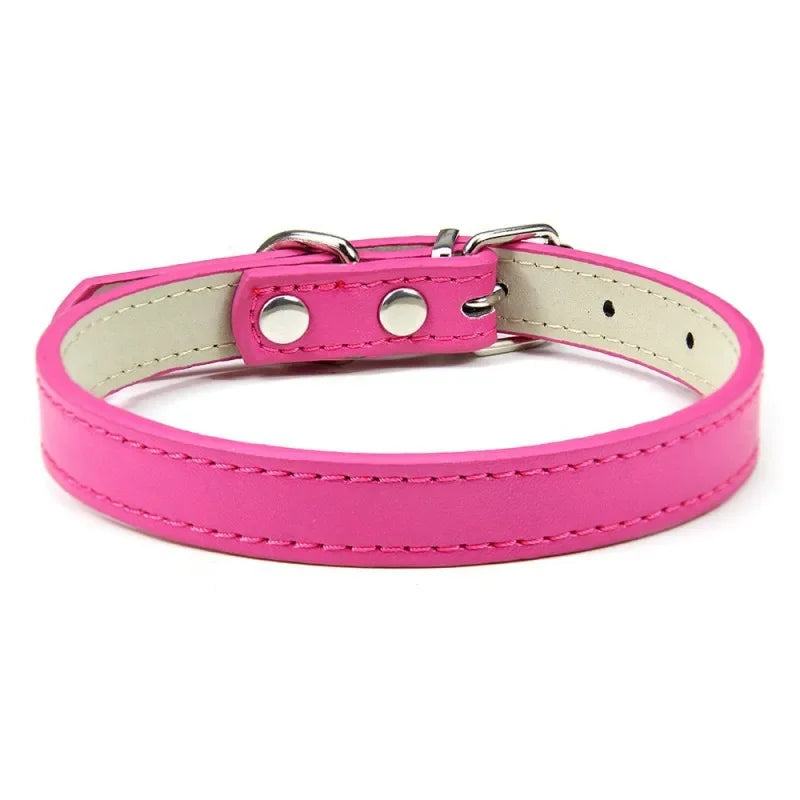Collier cuir PU uni petit chien multi-coloris
