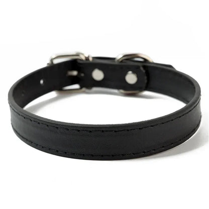 Collier cuir PU doublé petit chien uni coloré