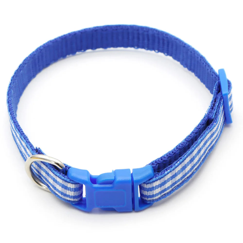Collier nylon carreaux petit chien coloré