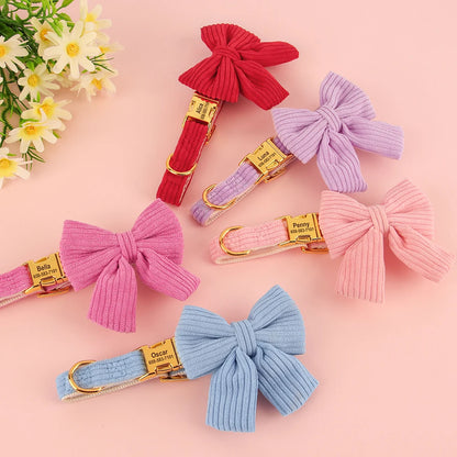 Collection de cinq colliers pour chien en coton doux avec grand nœud papillon