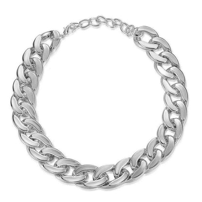 Collier chaîne argenté pour chien présenté à plat sur fond clair.