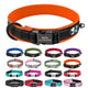 Présentation du collier orange personnalisé pour chien avec plusieurs coloris présentés en dessous.