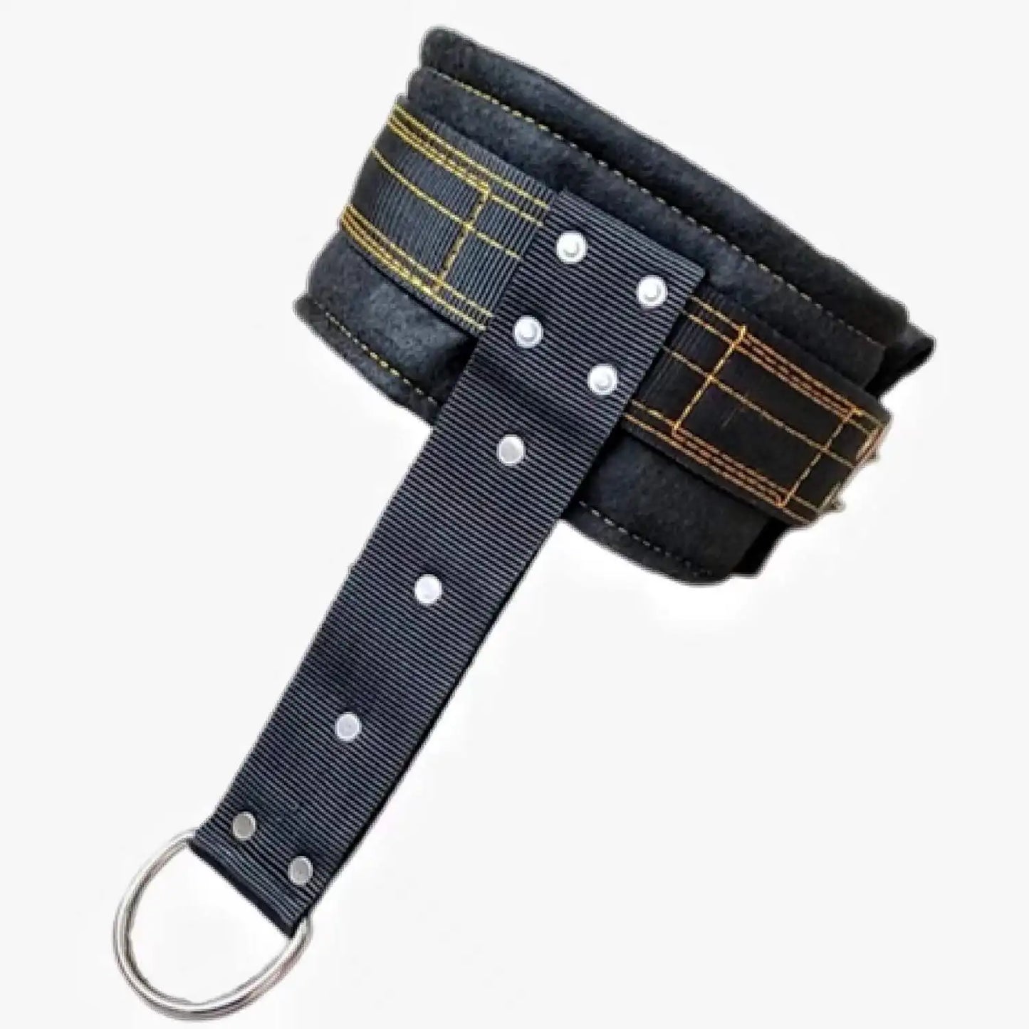 Collier large noir en coton épais pour grand chien, avec sangle réglable et anneau métallique sur fond blanc.
