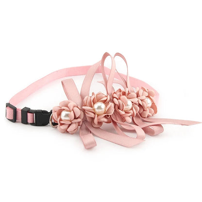 présentation du colier de ceremonie élégant pour chien rose pâle