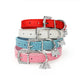 Vue des différentes couleurs du collier pour chien en cuir PU rembourré.