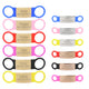 Présentation de plusieurs étiquettes personnalisées pour collier de chien en différents coloris.