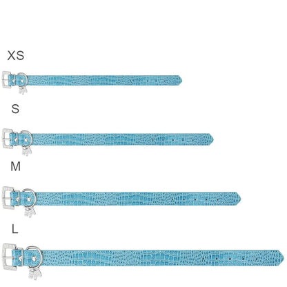Guide visuel des tailles du collier chien bleu avec boucle strass.