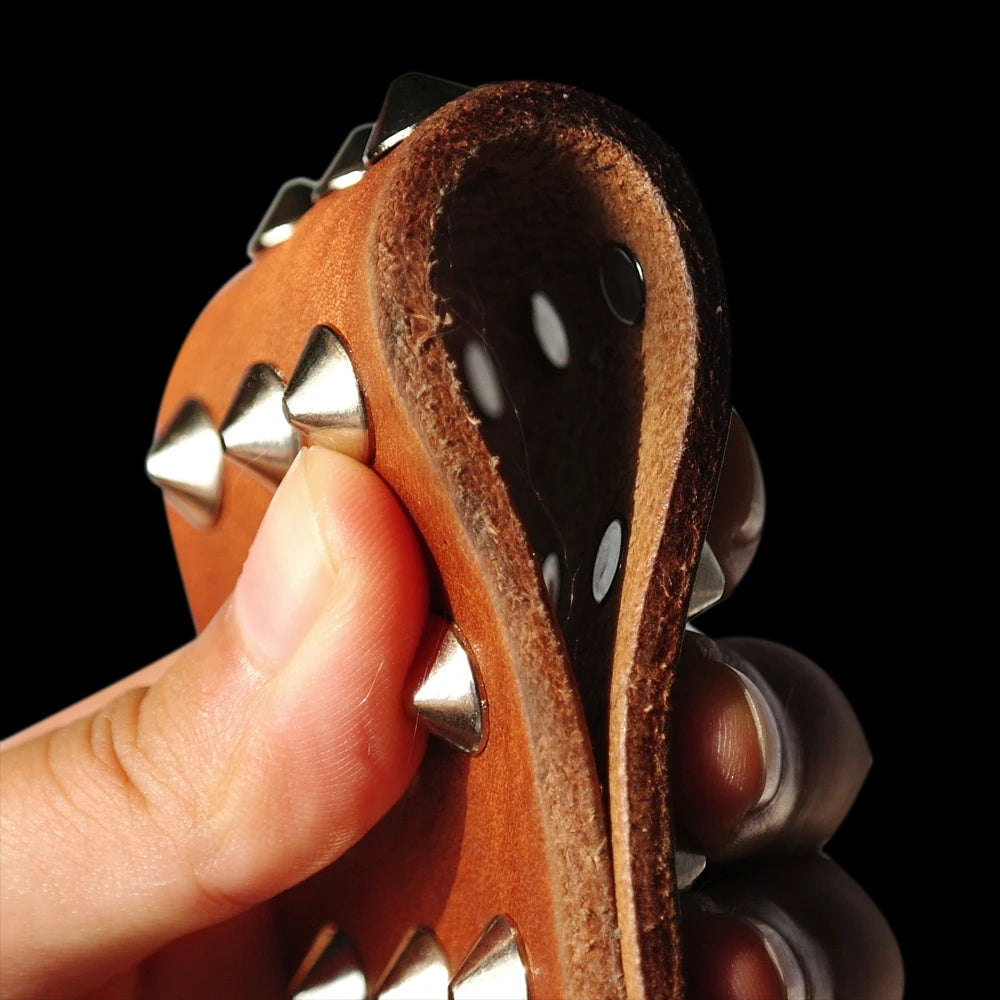 cuir de qualité pour le collier clouté marron classique pour chien